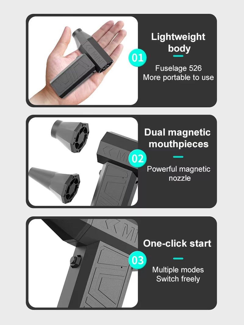 130000RPM High Power Turbofan Violent Jetfan Cordless Air Blower Brushless Motor 3 Gear Variable Speed Dust Blower Cleaning Tool